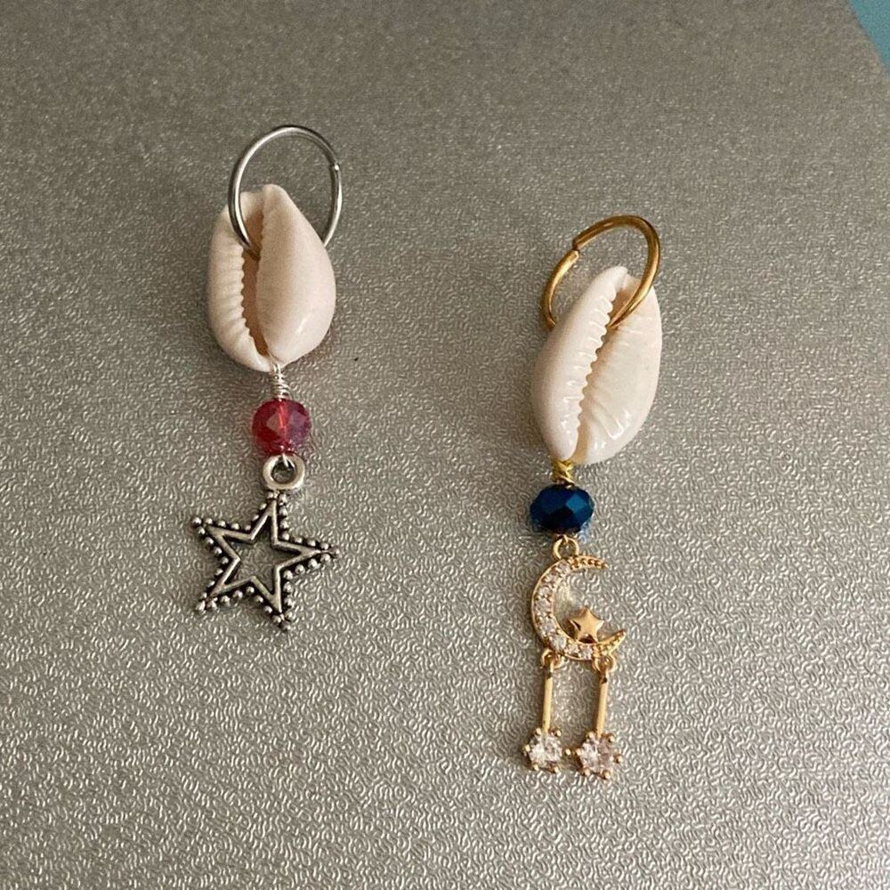 2 pieces, nose, ring, jewelry shells beach